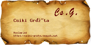 Csiki Gréta névjegykártya